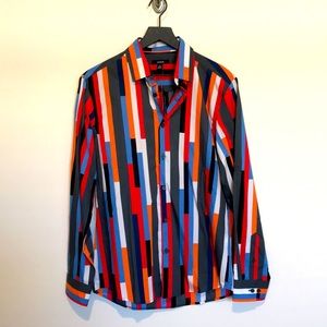 Alfani Colorful Artist Print Collared Shirt